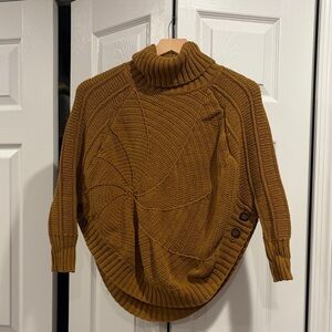 Anthropologie Angel Of The North Mustard Turtleneck Sweater Harvest Moon Poncho
